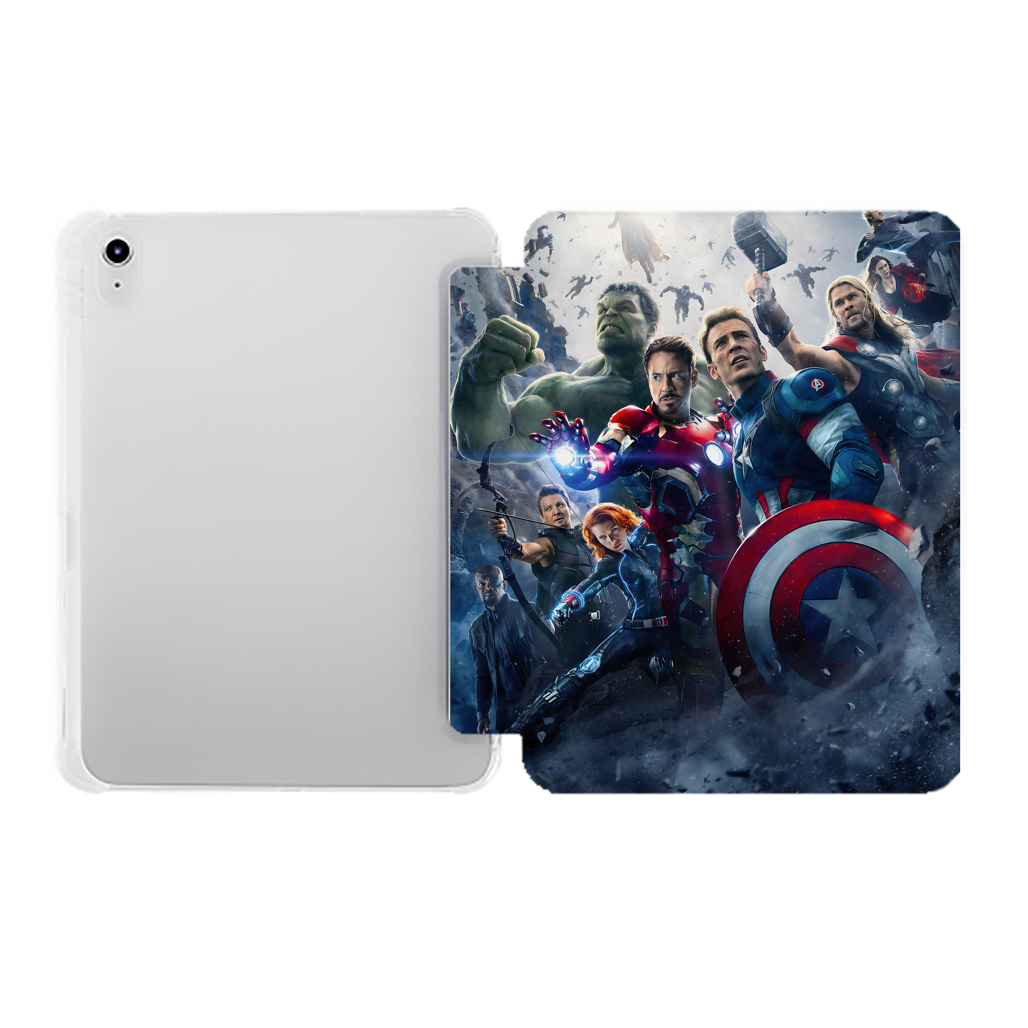 （画像用） アベンジャーズ The Avengers IPad ケース ペン収納付き 三つ折りスタンド PUレザー×シリコン 対応機種9.5/10.5/10.9インチ